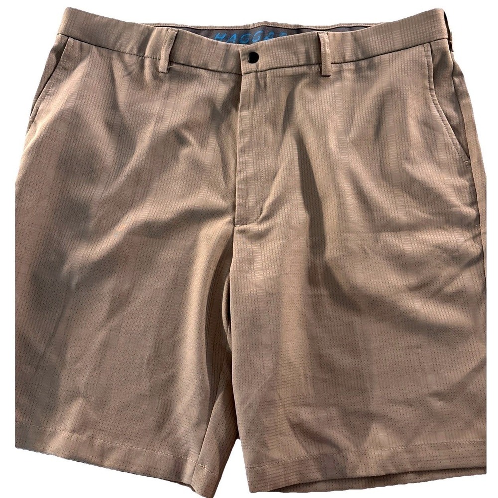 Haggar Active Series Chino Shorts Size 40 Khaki‎ Flex Waistband Golf Flat Front